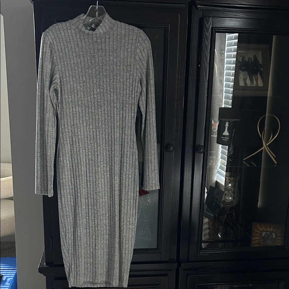 Fashion Nova Gray Long Sleeve Dress